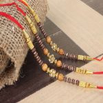 Triple Wooden Diamond Studded Rakhi