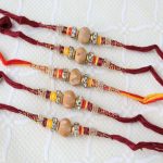 Five Sandalwood Thread Rakhi Online