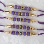 Five Shiny Crystal and Colorful Beads Rakhi