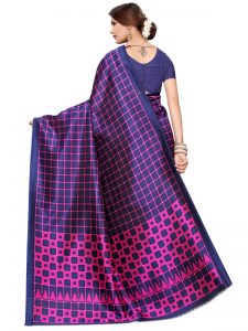 Silk Checks Purple Art Silk Printed Saree With Blouse