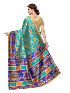 Valentine Rama Art Silk Printed Saree With Blouse