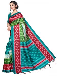 Audi Red Banarasi Art Silk Printed Saree With Blouse