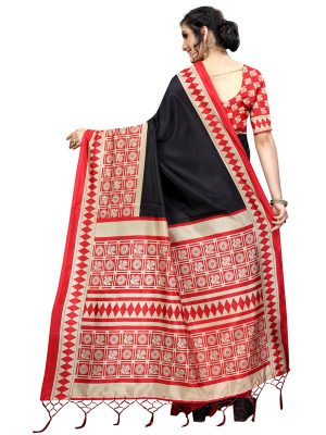 Biba Black Banarasi Art Silk Printed Saree With Blouse