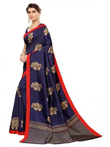 Lilly Navy Banarasi Art Silk Printed Saree With Blouse