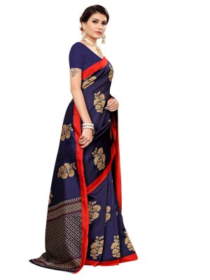 Lilly Navy Banarasi Art Silk Printed Saree With Blouse