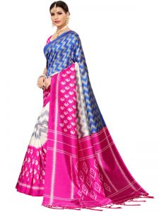 Razia Pink Banarasi Art Silk Printed Saree With Blouse