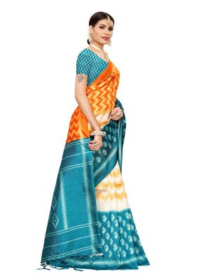 Razia Rama Banarasi Art Silk Printed Saree With Blouse