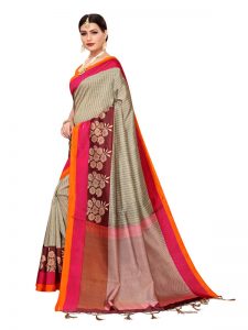 Sunrise Maroon Banarasi Art Silk Printed Saree With Blouse