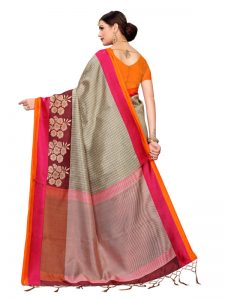 Sunrise Maroon Banarasi Art Silk Printed Saree With Blouse