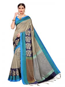 Sunrise Rama Banarasi Art Silk Printed Saree With Blouse