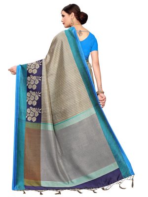 Sunrise Rama Banarasi Art Silk Printed Saree With Blouse