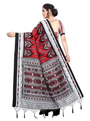 Zara Red Banarasi Art Silk Printed Saree With Blouse