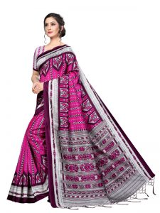 Zara Wine Banarasi Art Silk Printed Saree With Blouse