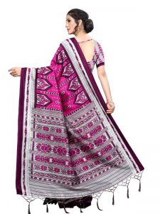 Zara Wine Banarasi Art Silk Printed Saree With Blouse