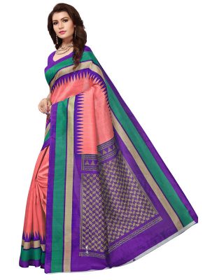 Bela Gajri Bhagalpuri Silk Printed Saree With Blouse