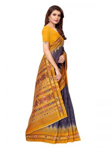 Padmavati Navy Bhagalpuri Silk Printed Saree With Blouse