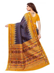 Padmavati Navy Bhagalpuri Silk Printed Saree With Blouse