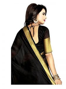 Monika Black Ns Cotton Polyester Silk Weaving Saree With Blouse