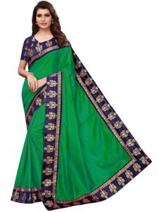 Paper Jhumki Green Paper Silk Lace Designer Sarees With Blouse