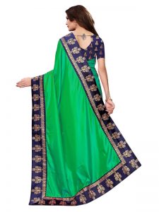 Paper Jhumki Green Paper Silk Lace Designer Sarees With Blouse