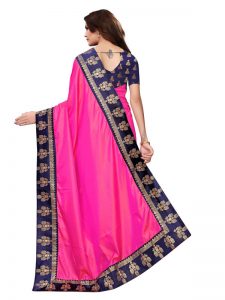 Paper Jhumki Pink Paper Silk Lace Designer Sarees With Blouse