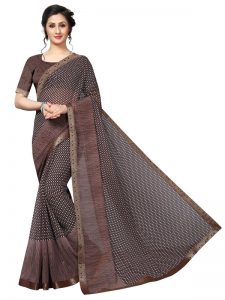 Prachi Chocalate Georgette Lace Designer Sarees With Blouse