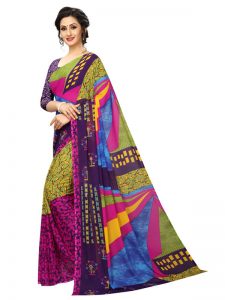 Avengers Pink Printed Georgette Sarees With Blouse