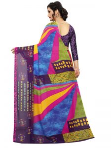 Avengers Pink Printed Georgette Sarees With Blouse