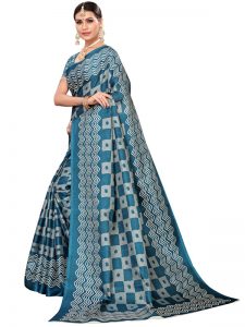 Honda Rama Khadi Silk Printed Kalamkaari Sarees With Blouse