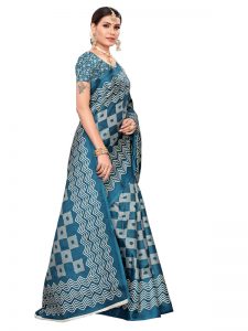 Honda Rama Khadi Silk Printed Kalamkaari Sarees With Blouse