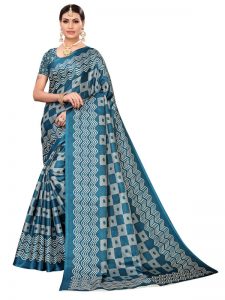 Honda Rama Khadi Silk Printed Kalamkaari Sarees With Blouse