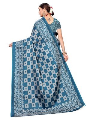 Honda Rama Khadi Silk Printed Kalamkaari Sarees With Blouse