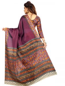 Kalamkaari 5 Wine Khadi Silk Printed Kalamkaari Sarees With Blouse