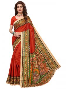 Kalamkaari 9 Fenta Khadi Silk Printed Kalamkaari Sarees With Blouse