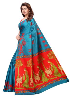 Kalamkari 12 Rama Khadi Silk Printed Kalamkaari Sarees With Blouse