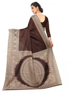 Kalamkari 13 Coffee Khadi Silk Printed Kalamkaari Sarees With Blouse