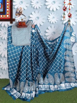 Suzuki Rama Khadi Silk Printed Kalamkaari Sarees With Blouse