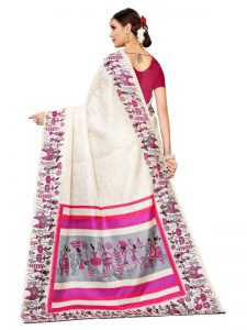 Vivo Pink Khadi Silk Printed Kalamkaari Sarees With Blouse