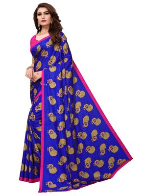 Gopala Blue Printed Maalgudi Sarees With Blouse