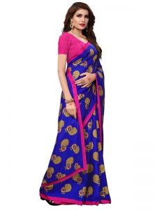 Gopala Blue Printed Maalgudi Sarees With Blouse