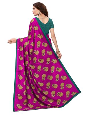 Gopala Pink Printed Maalgudi Sarees With Blouse