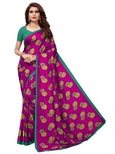 Gopala Pink Printed Maalgudi Sarees With Blouse