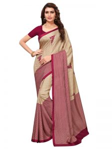 Mohini Maroon Printed Maalgudi Sarees With Blouse