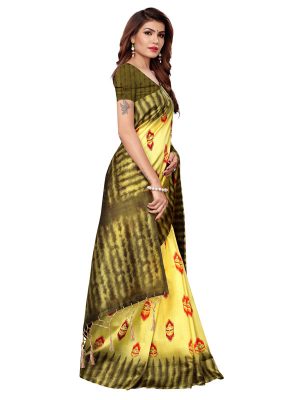 Nagma Flower Lemon Printed Mysore Art Silk Kanjivaram Sarees With Blouse