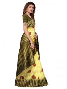 Nagma Pankh Lemon Printed Mysore Art Silk Kanjivaram Sarees With Blouse