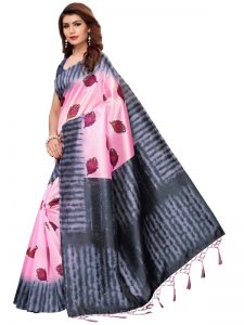 Nagma Pankh Peach Printed Mysore Art Silk Kanjivaram Sarees With Blouse