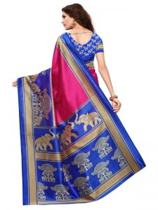 Vinayaka Pink Printed Mysore Art Silk Kanjivaram Sarees With Blouse