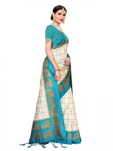 Wedding Rama Printed Mysore Art Silk Kanjivaram Sarees With Blouse