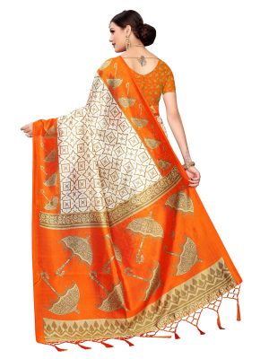 Wedding Umbrella Fenta Printed Mysore Art Silk Kanjivaram Sarees With Blouse