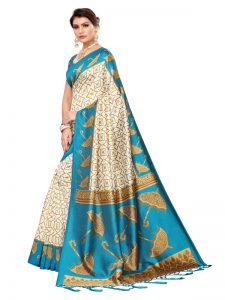 Wedding Umbrella Rama Printed Mysore Art Silk Kanjivaram Sarees With Blouse